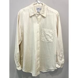 Jacqueline Ferrar Butter Yellow 100% Linen Button Up Womens Sz L